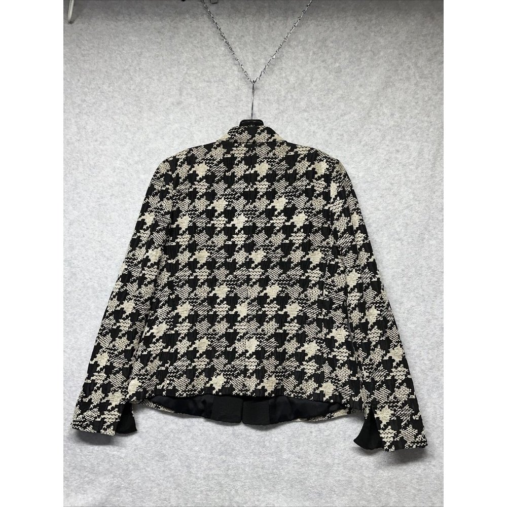 ARMANI COLLEZIONI BLACK & Tan BOUCLE  JACKET 10 Coat Shirt Geometric Slit Sleeve - Picture 5 of 10